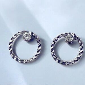 9mm Silver Twisted Circle Earrings